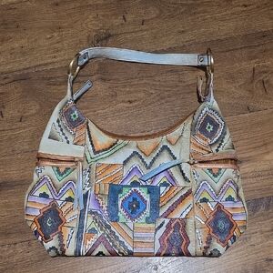 Magnifique Southwest Boho Chic Geometric Shoulder Bag - Multicolor